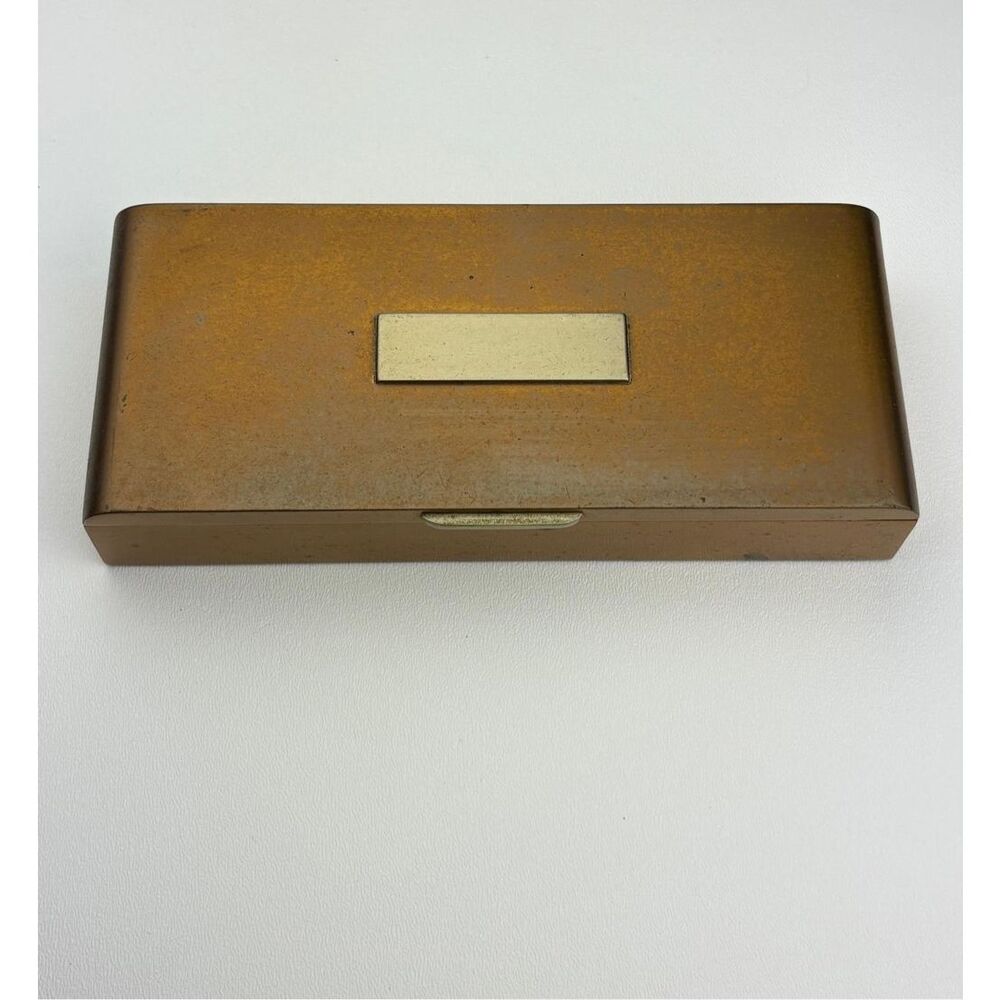 Vintage Art Deco Silver Crest Bronze Humidor Cigarette Box Wood Lined 518-36 EL2